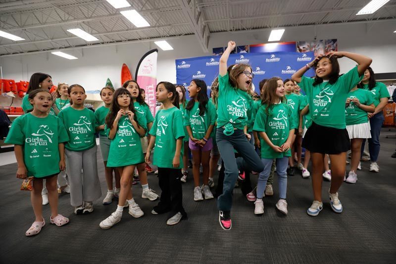 A group of students cheer