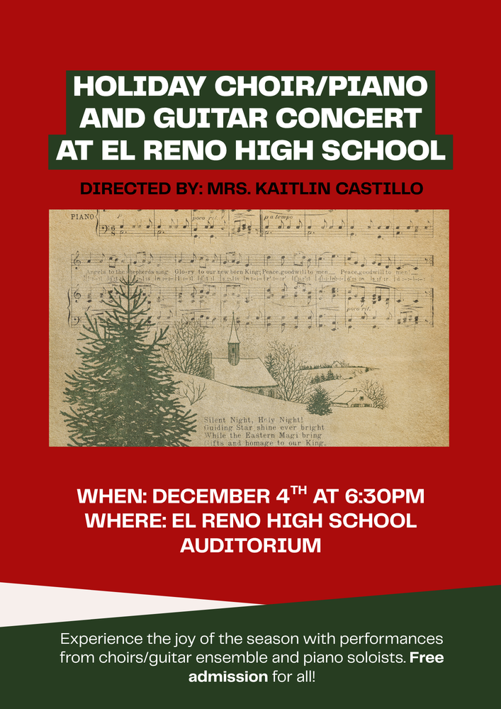 Join us for a magical evening of music! ✨🎶  The EHS Holiday Choir, Piano, and Guitar Concert will be held on Thursday, December 4th at 6:30pm in the EHS Auditorium.  Come enjoy the sounds of the season and support our talented student musicians as they share their hard work and holiday spirit!