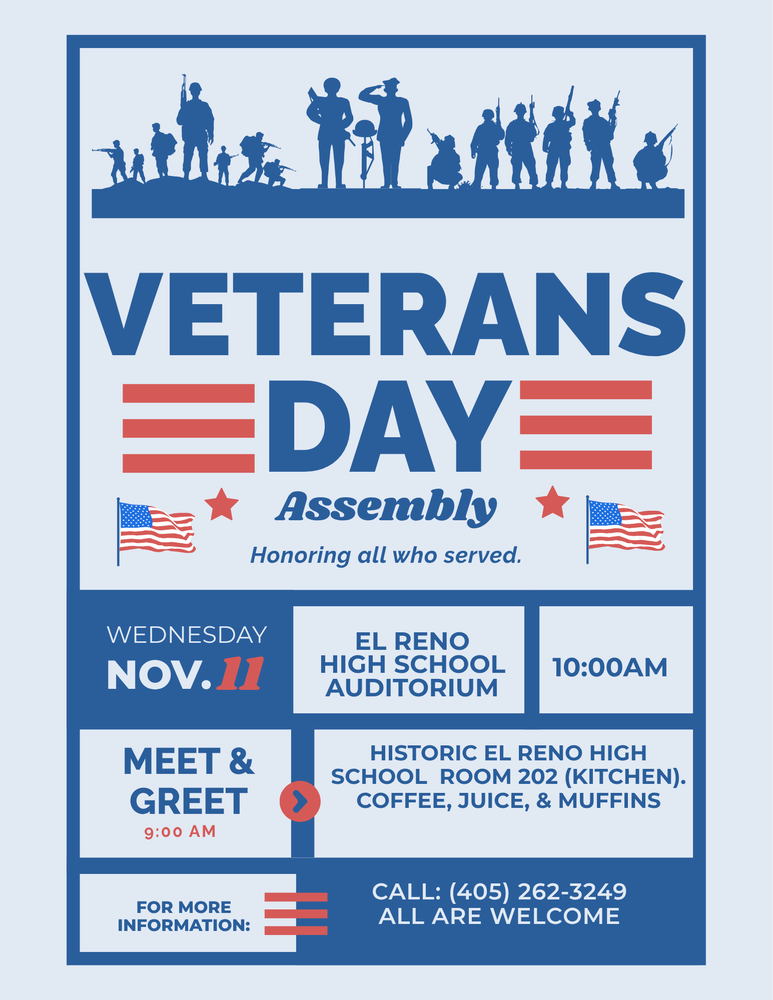 Veterans Day assembly Nov. 11 at 10am in the EHS auditorium