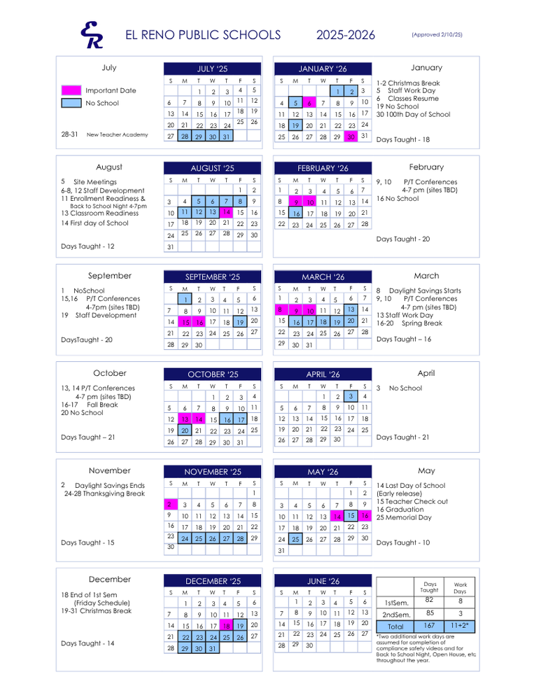 The official 2025-2026 school calendar is here. 📚✏️  📸 Screenshot to save it to your phone or click the link to download and print: