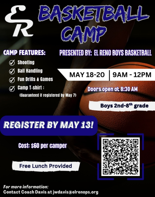 🏀 Boys Basketball Camp Information 🏀 Don’t miss out on this great opportunity to build skills and have fun on the court! 🗓 Register by May 13 👕 Register by May 7 to guarantee t-shirt availability For scholarship eligibility or other questions, please contact Josh Davis at 📧 jwdavis@elrenops.org We can’t wait to see everyone in the gym!