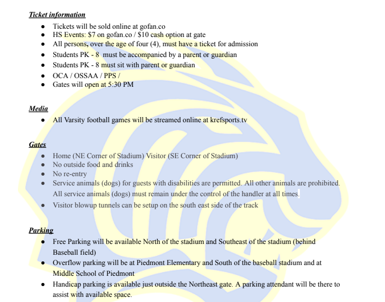 Piedmont vs. El Reno Information
