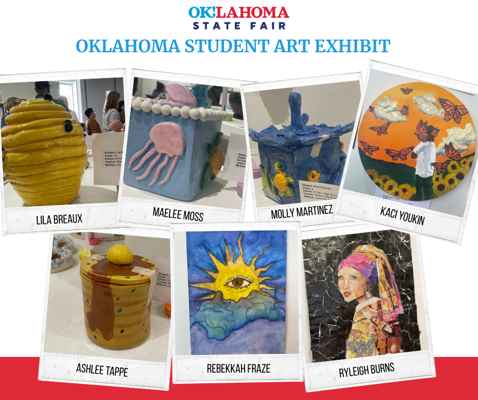 Check out the Oklahoma Student Art Exhibit at the State Fair (Sept. 11–21)! See amazing artwork from students across the state — including pieces by 24 talented El Reno High School students. Seven of our students also earned merit awards!