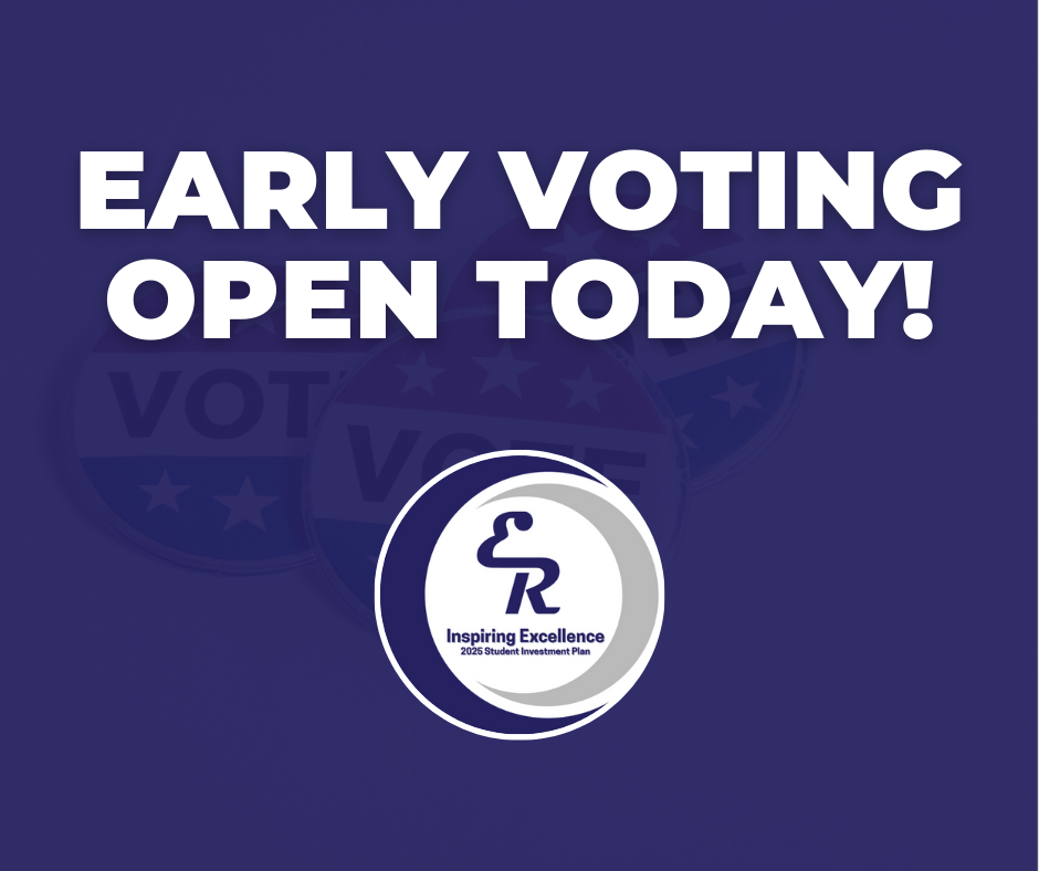 Polls are now open for early voting! Go to any of your regular polling places before 6:00pm to vote for the 2025 Student Investment Plan.