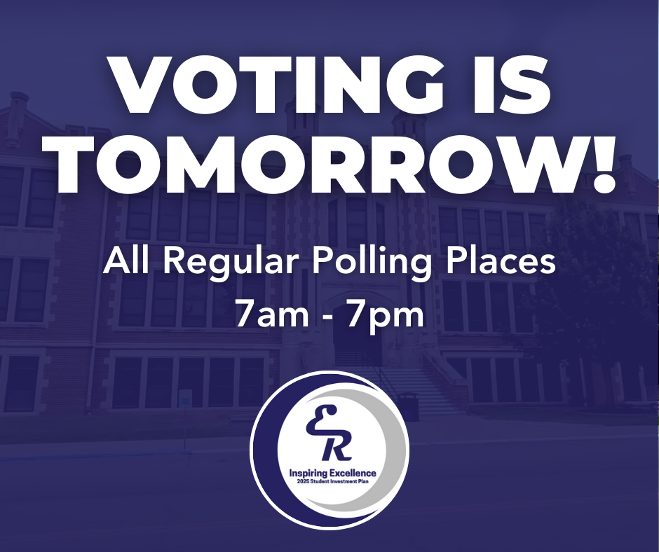Voting for the 2025 Student Investment Plan is tomorrow, October 14th. You can vote at all regular polling places from 7:00am to 7:00pm #InspiringExcellence
