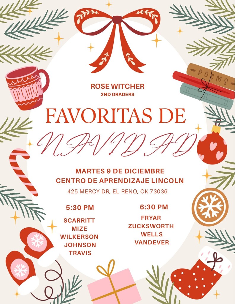 Our 2nd Grade Christmas Program is coming up! Join us Tuesday, December 9th at Lincoln Learning Center for a festive performance you won’t want to miss! Class list and performance times are in the graphic below.