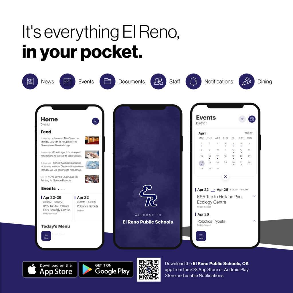 Want real-time grade and attendance updates? 📚📲 Download the FREE El Reno Public Schools mobile app today and stay in the loop! Be sure to turn on notifications so you never miss an update.
