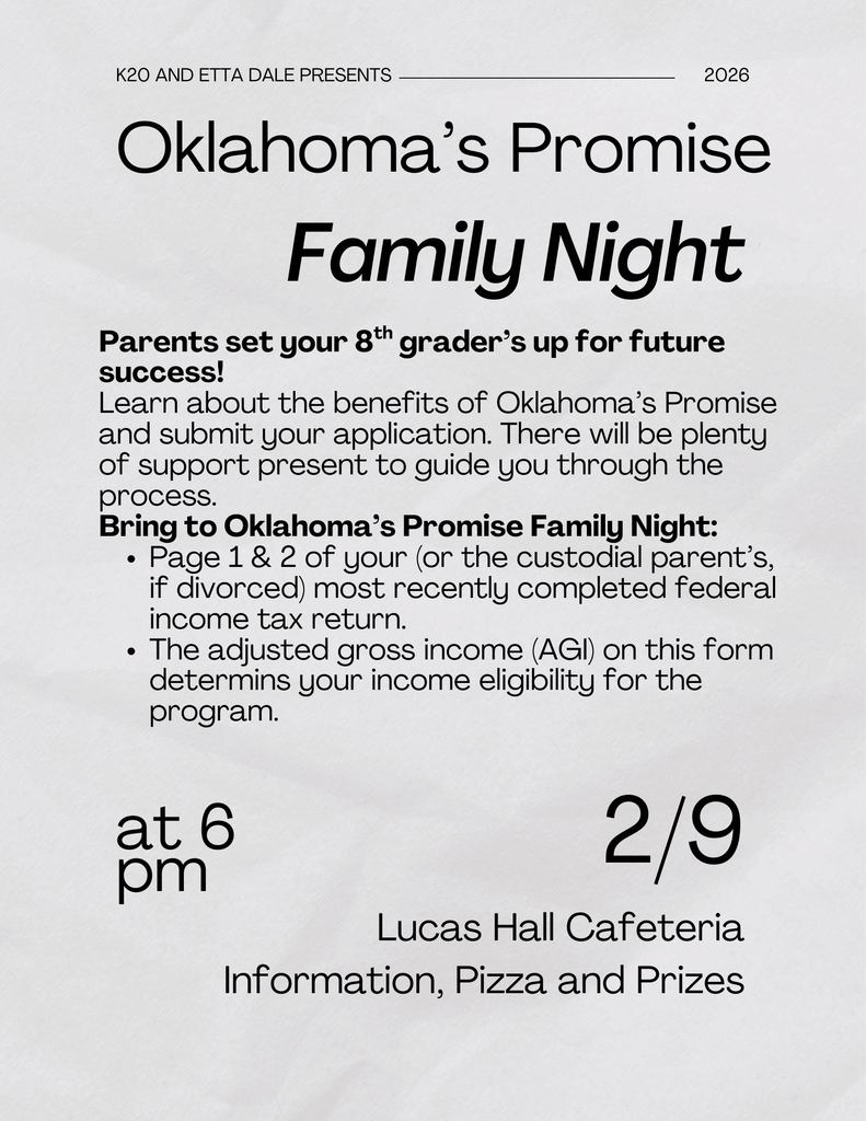 Join us for the Oklahoma Promise Family Night and learn about Oklahoma Promise benefits and submit your application.