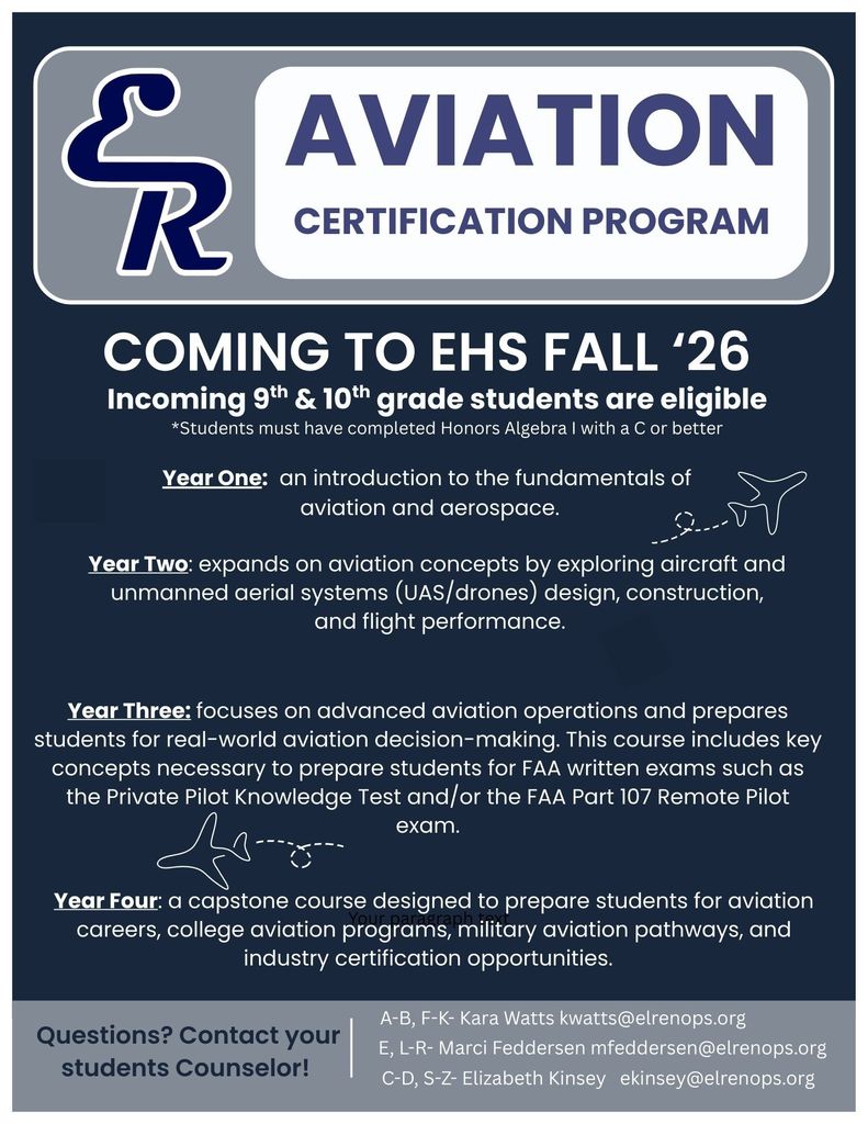 Contact your counselor for more details