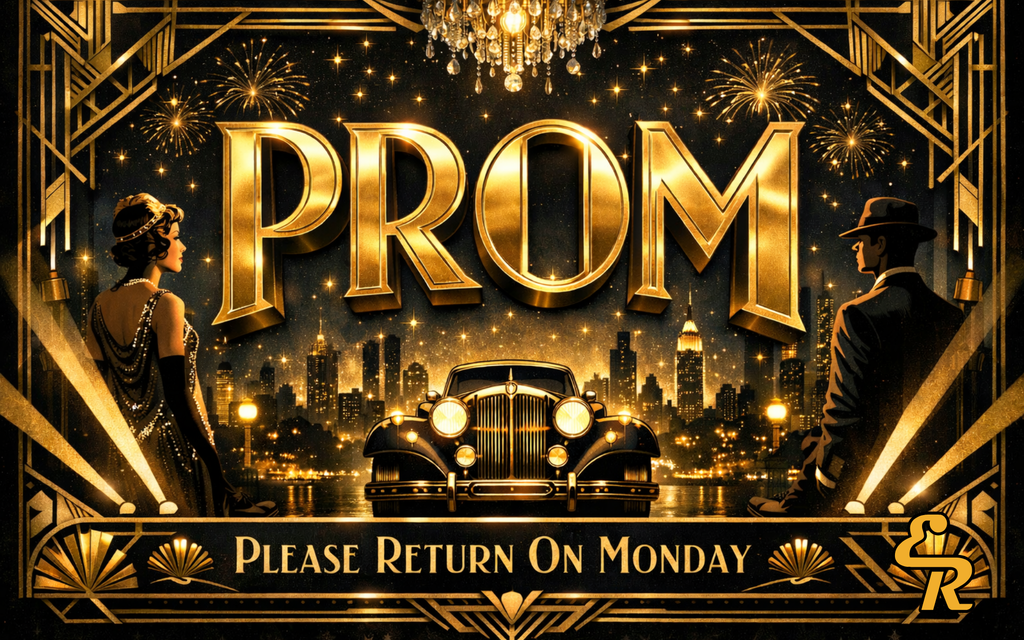 PROM – Please Return On Monday! ✨  It’s finally here! We hope everyone has a glamorous, Gatsby-worthy night full of fun, laughter, and unforgettable memories. 💃🕺  Have an amazing time, make great choices, and most importantly, Please Return On Monday! Stay safe and enjoy every moment!
