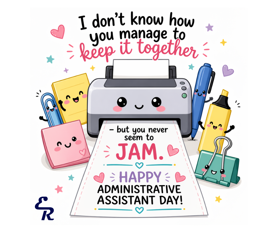 Happy Administrative Professionals Day to the real MVPs of El Reno Public Schools!  They fix the printer, answer the phones, juggle a hundred tasks, and somehow keep everything running smoothly. When things jam, they don’t.  We appreciate you more than a printer that works on the first try. Thank you for keeping ERPS powered on every day!