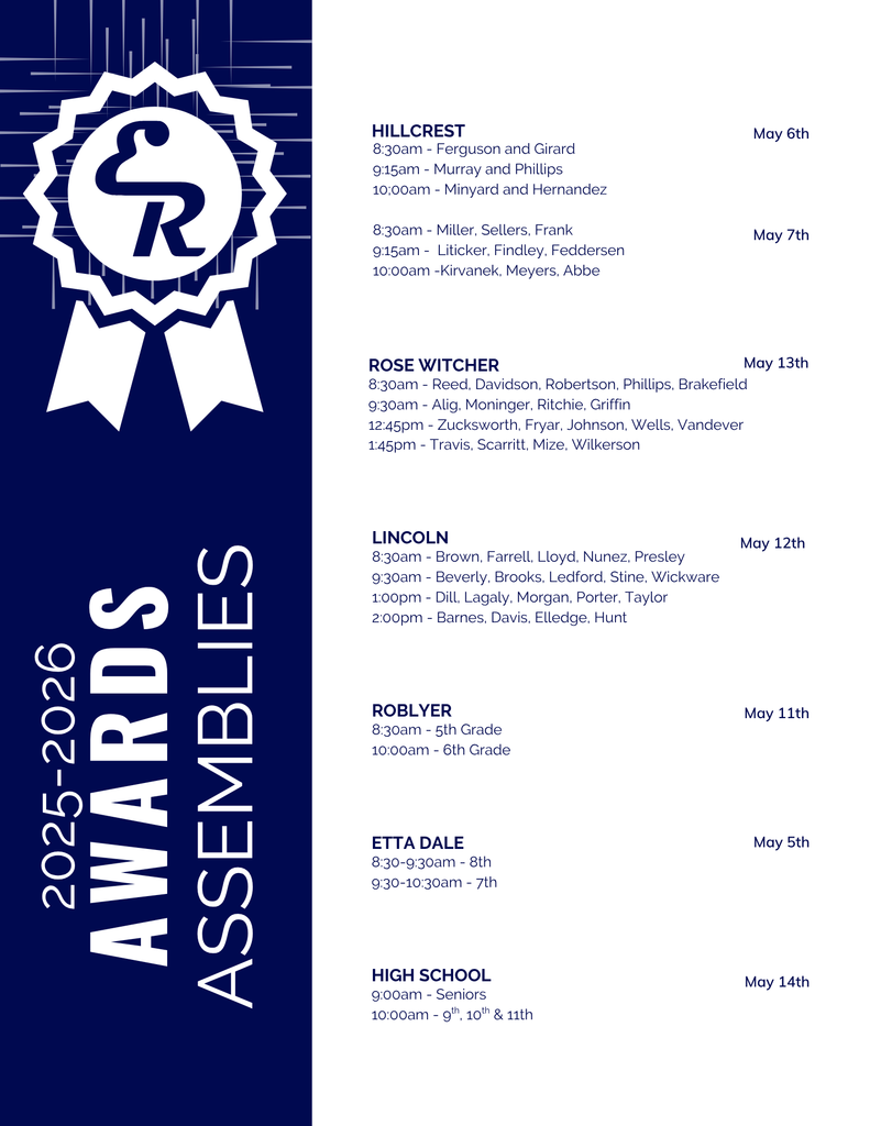 It’s that time of year — awards assemblies are right around the corner! We’re so proud of our students and can’t wait to celebrate their achievements. Check out the graphic below for all the details!