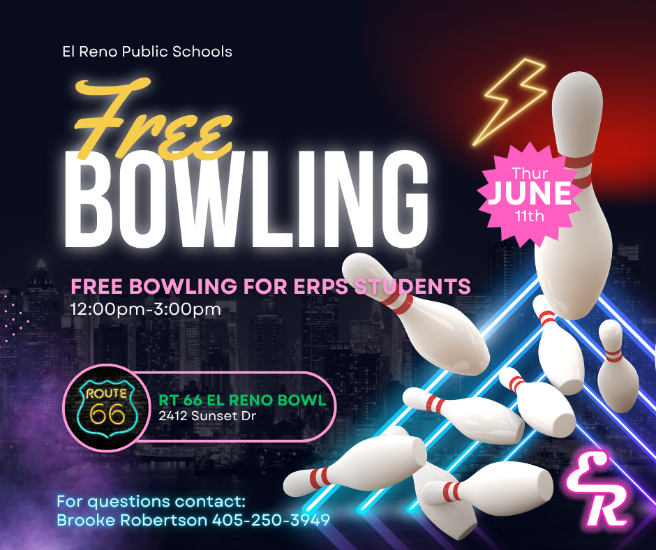 ERPS students, get ready for some summer fun! Join us for FREE bowling on June 11th from 12–3pm at Rt. 66 Bowl! Grab your friends and come enjoy an afternoon of strikes, spares, and fun!