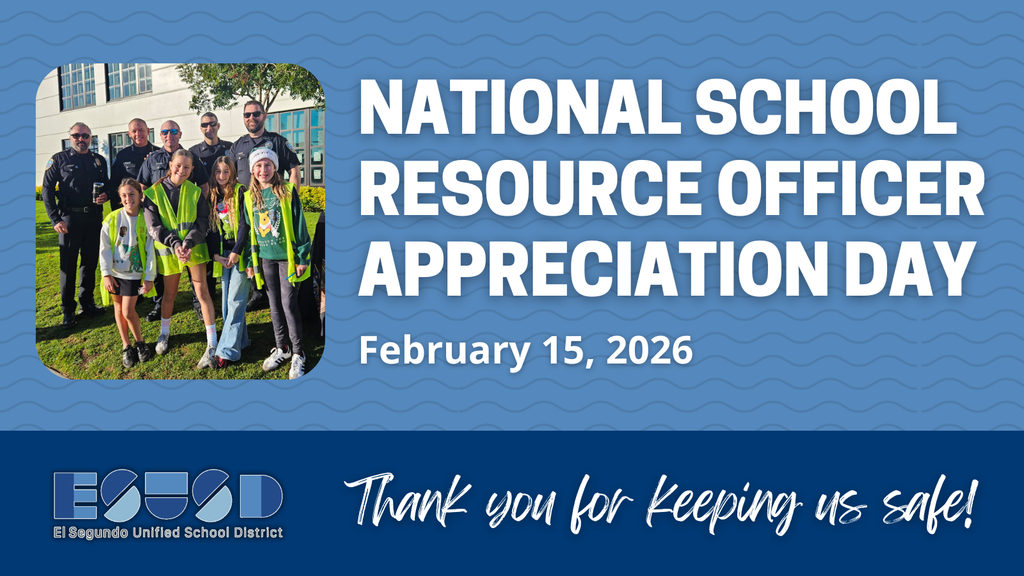 School resource officers and students gathered together smiling on National School Resource Officer Appreciation Day.