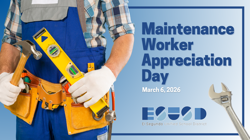 Maintenance worker in blue overalls holding a hammer and level, promoting Maintenance Worker Appreciation Day on March 6, 2026.