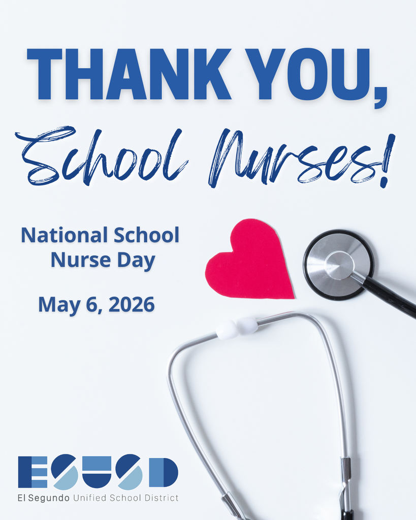 Thank you message honoring school nurses with a stethoscope and red heart for National School Nurse Day, May 6, 2026.