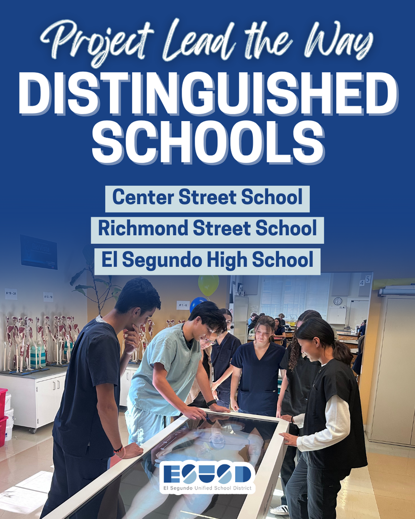 Students collaborate around an interactive table in a science classroom at a distinguished school in the El Segundo Unified School District.