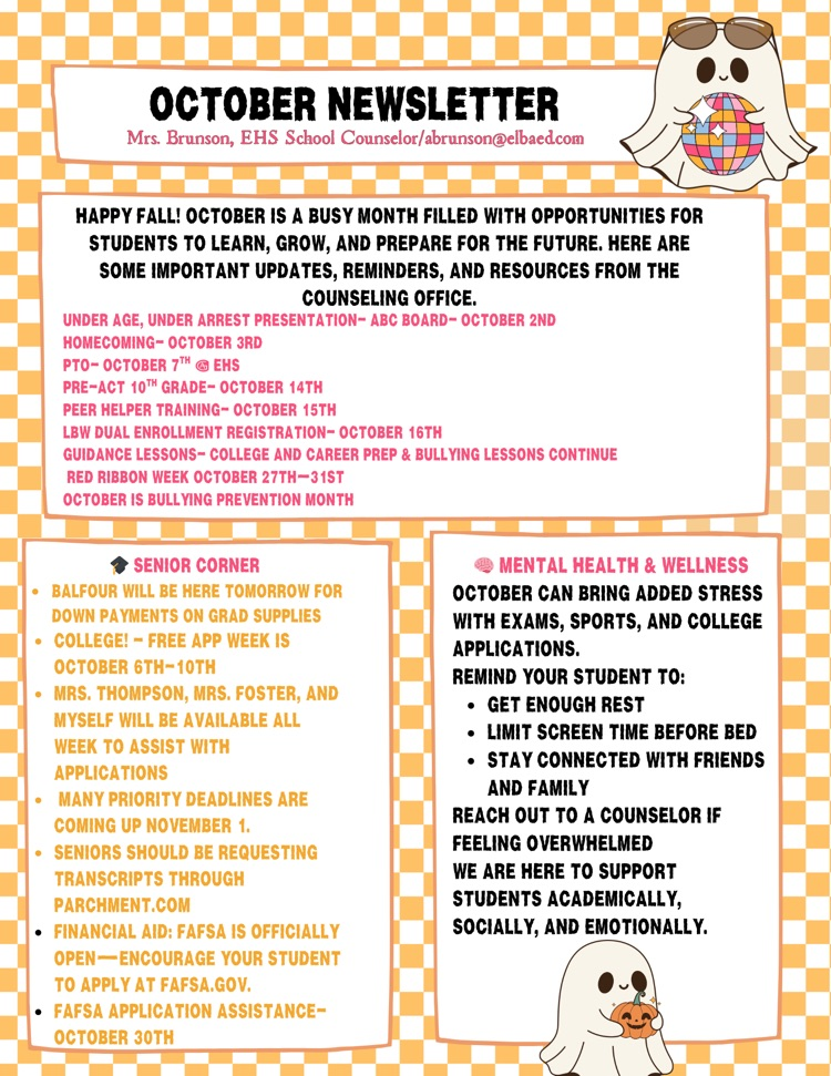 October Counselor Newsletter