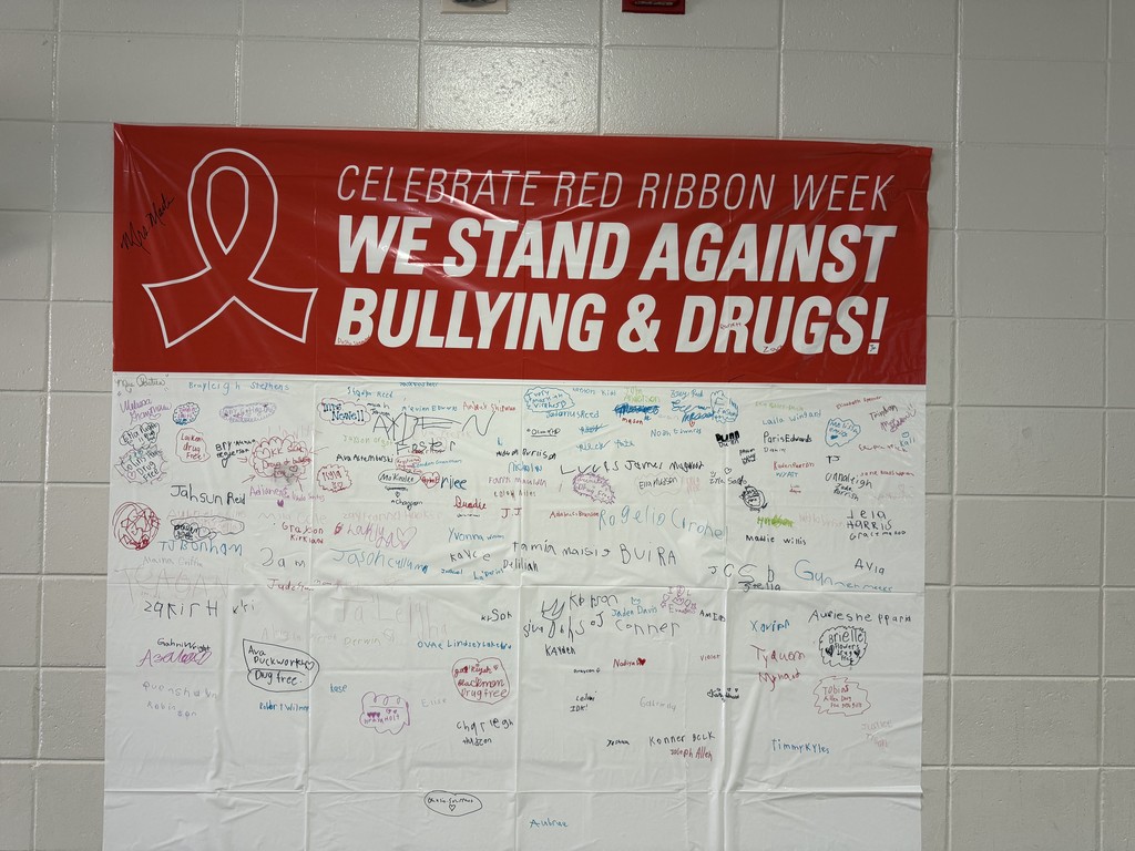 A picture of a sign celebrating Red Ribbon Week.