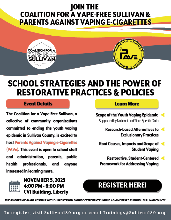 Coalition for a vape free sullivan flyer