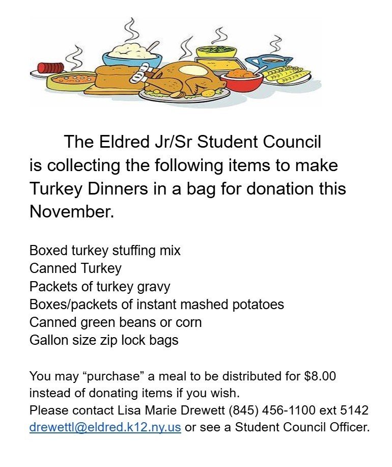 Eldred JSHS  Thanksgiving Flyer - Student Council