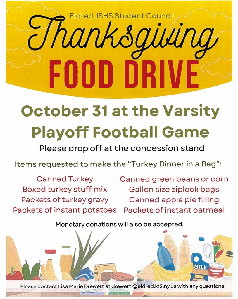 Thanksgiving October 31 Food Drive Flyer Student Council