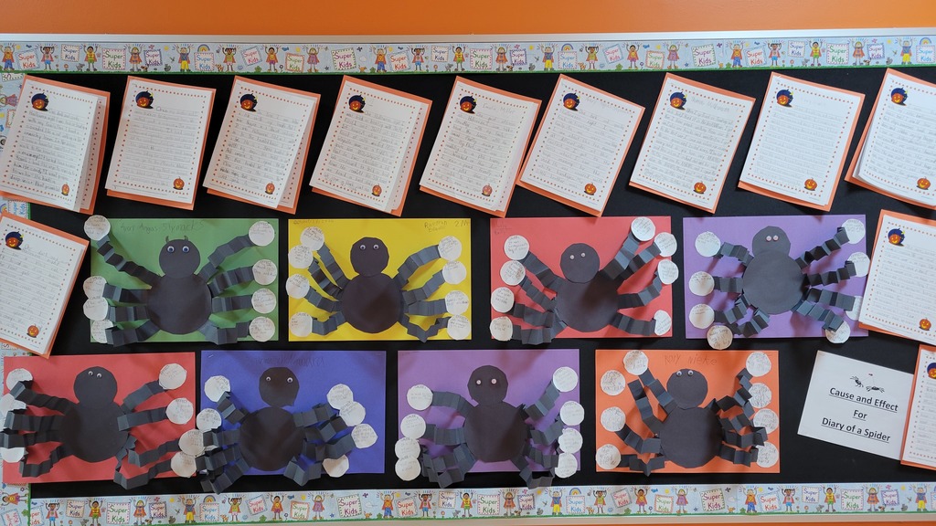 Bulletin board of cause and effect for Diary of a Spider