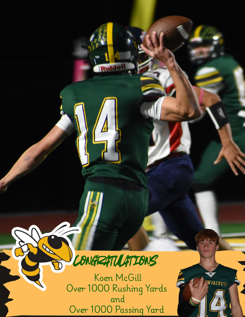Congratulations Koen McGill Over 1000 Rushing Yards and PAssing Yard