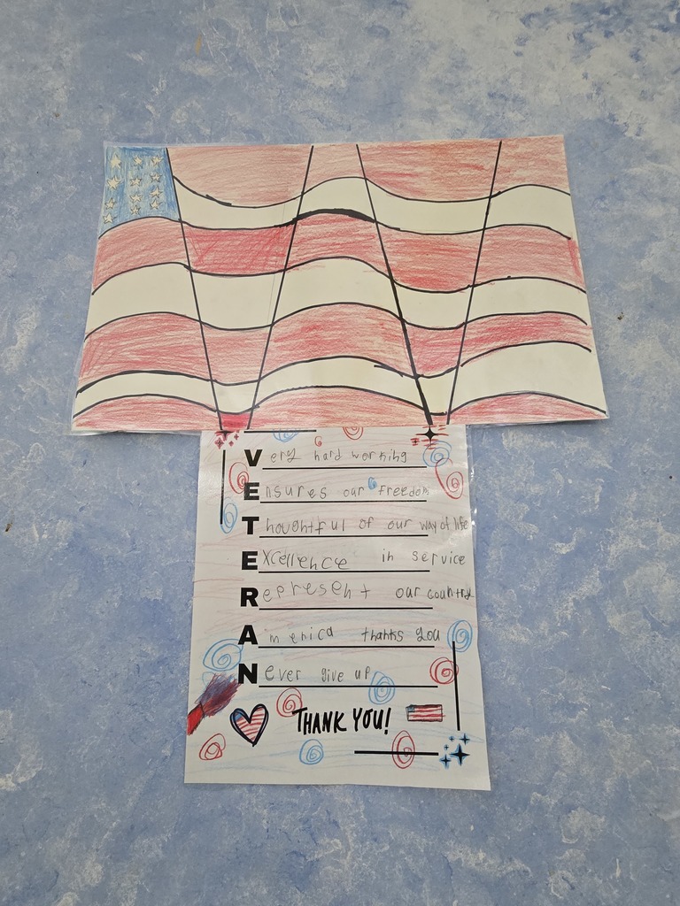 Image of an American flag with a VETERAN acrostic poem below it