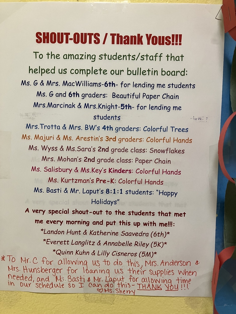 Note of thanks for all who contributed to the bulletin board