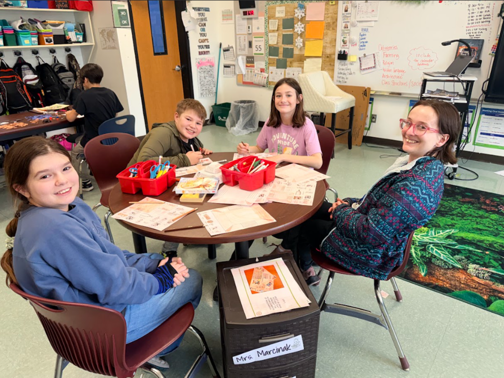 Image of student working on 3D Pyramids for their ancient civilizations unit