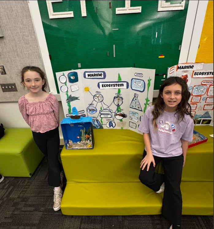 Image of students posing with their ecosystems project