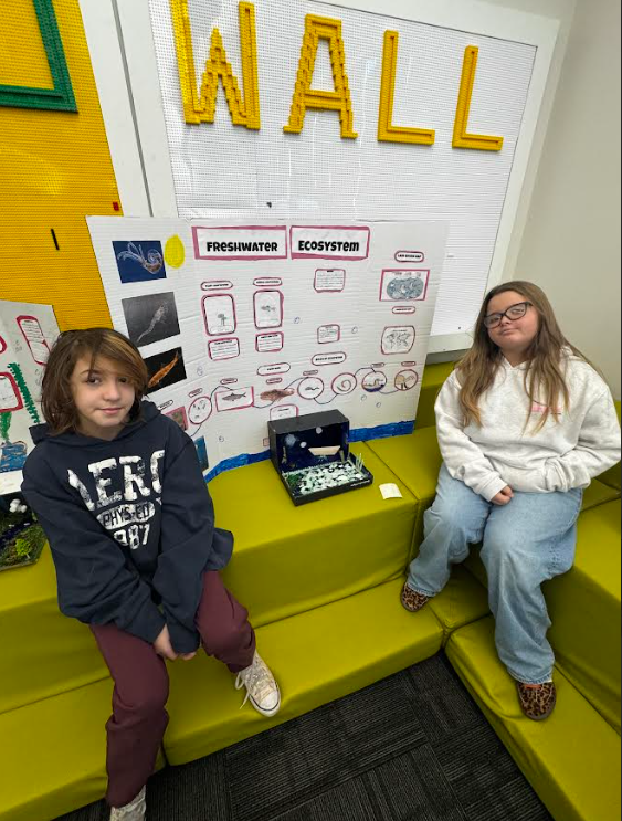 Image of students posing with their ecosystems project