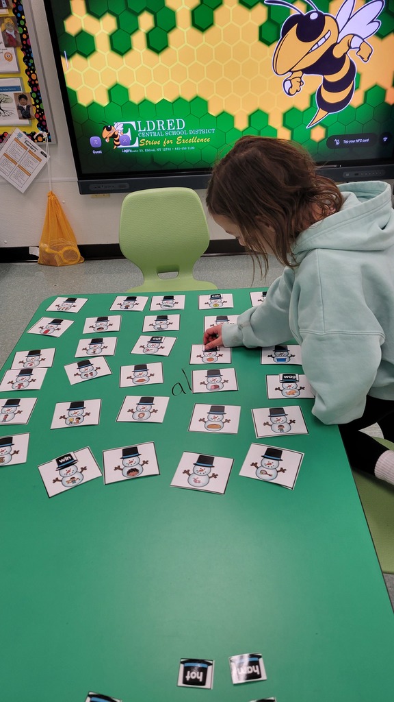 A student plays a winter themed literacy game