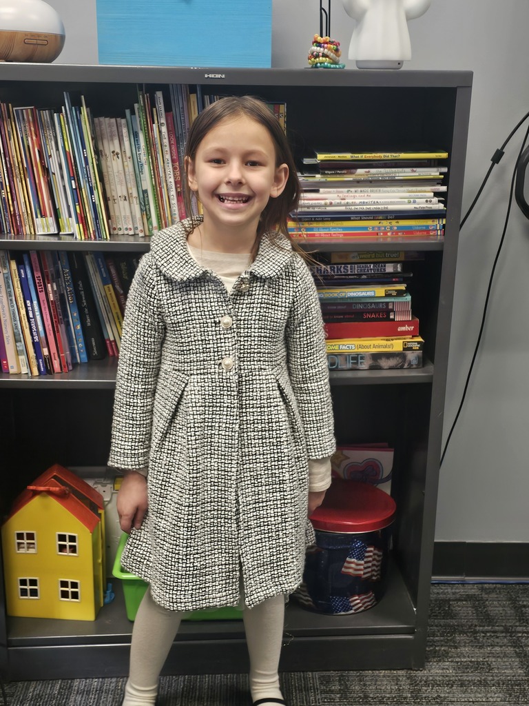 Image of a student dressed in costume of what she wants to be when she grows up-President of the United States