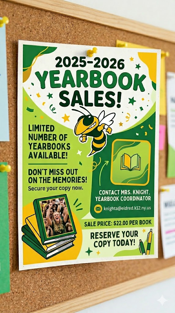 Flyer announcing 2025-2026 GRM yearbook sales