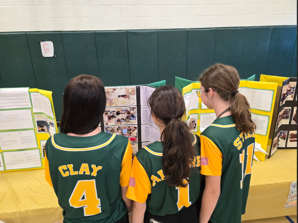 Image of a group of students looking at a STEAM project display
