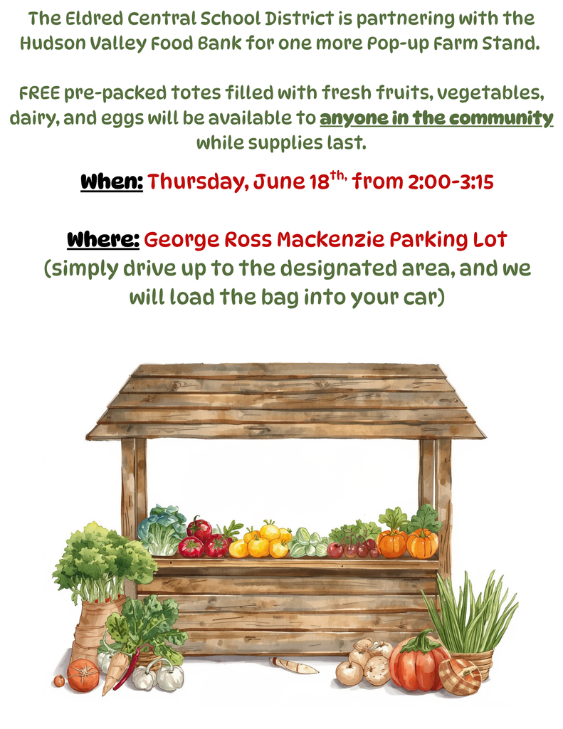 Flyer announcing our pop-up farmer's market