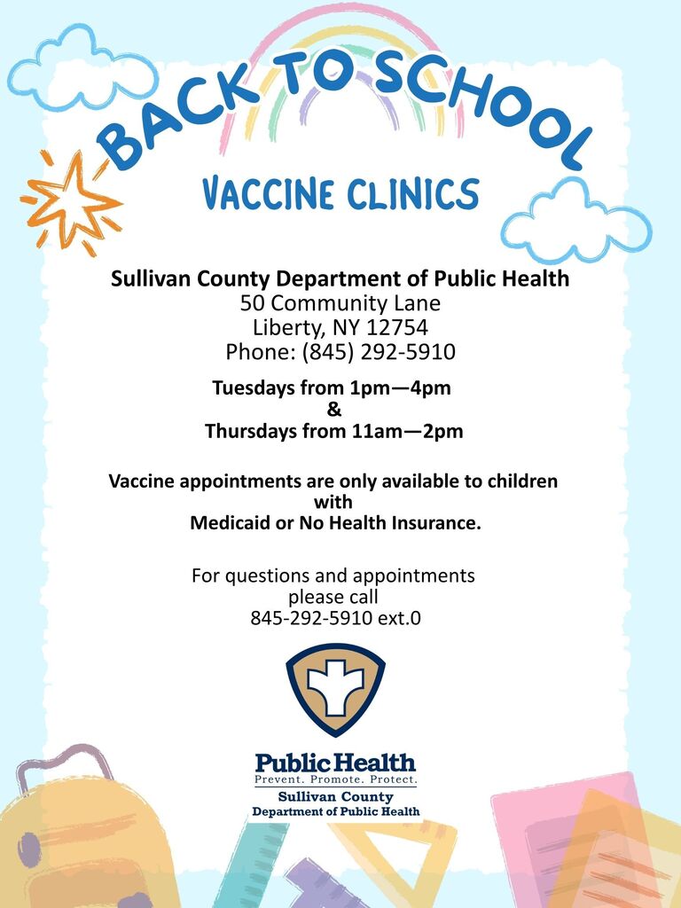 Back to School Vaccine Clinics Flyer