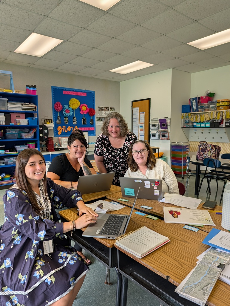Image of a group of 4 teachers sitting at a table with their laptops