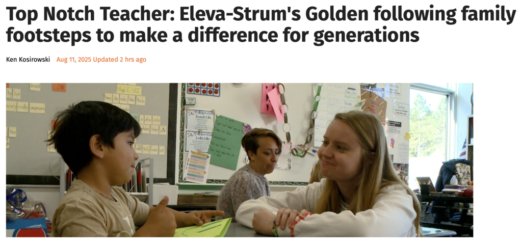 A golden achievement for a golden teacher!  Congratulations to Rachel Golden on being named a Top Notch Teacher for our area