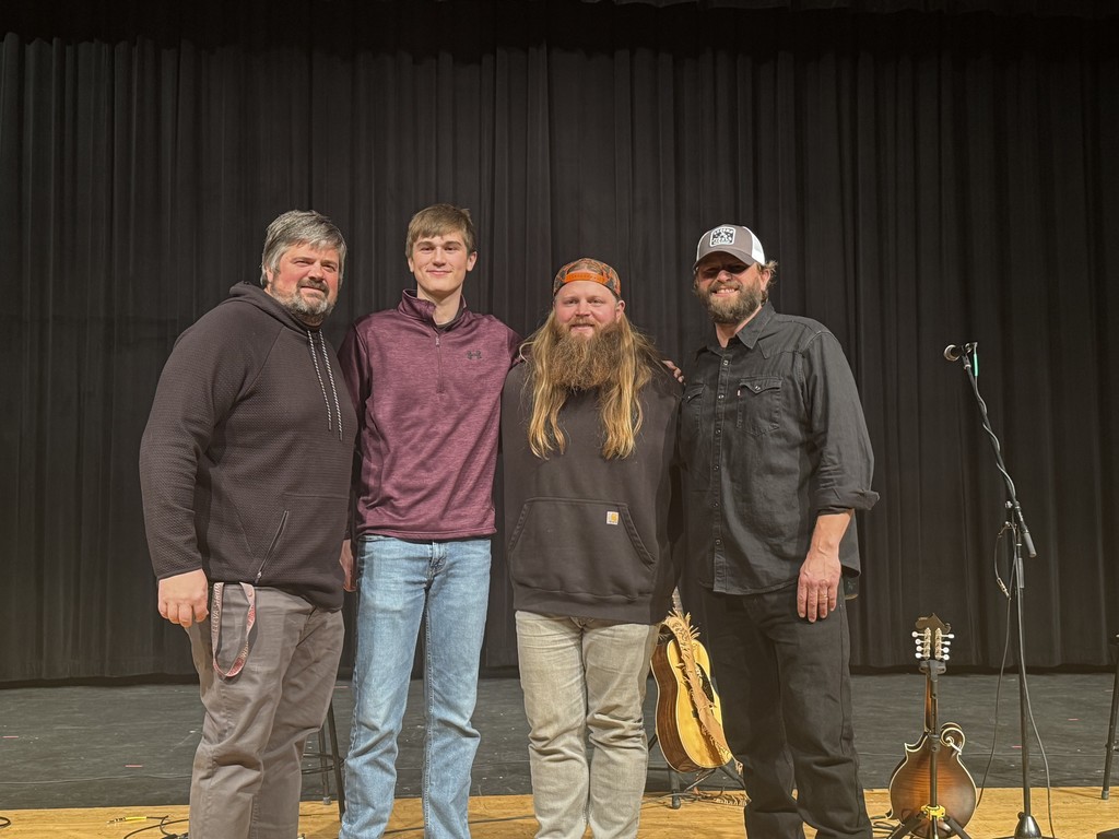 Community members attend the Harmony in the Heart of Community concert featuring singer Chris Kroeze. Student musicians Rowan and Gabe Koxlien and local performer Todd Barneson also perform, with proceeds benefiting Eleva-Strum students and community programs.