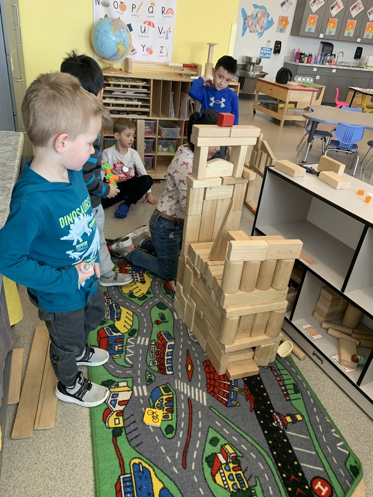 Our 4K students are busy building and creating with blocks, using their imaginations to design all kinds of fun structures.