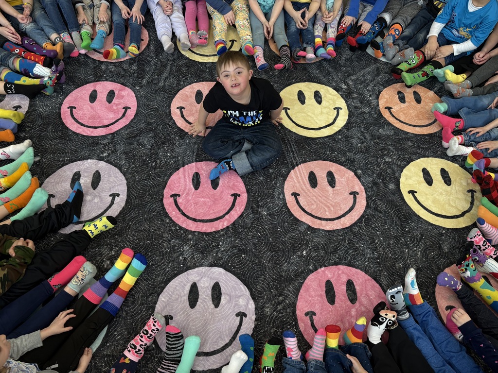 In honor of World Down Syndrome Day, Ms. Wienke’s class celebrated their kindergarten friend Blake by wearing silly socks!