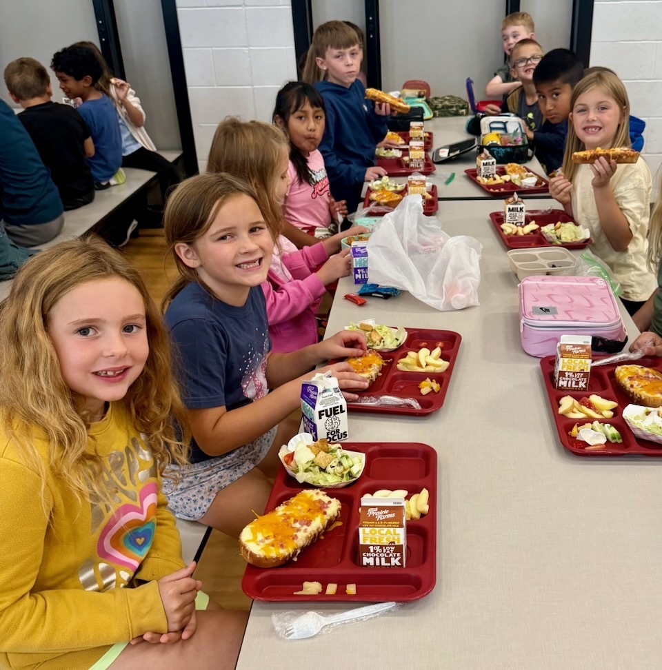 Students enjoyed Hawaiian French bread pizza with side salad, green beans, apples and milk.