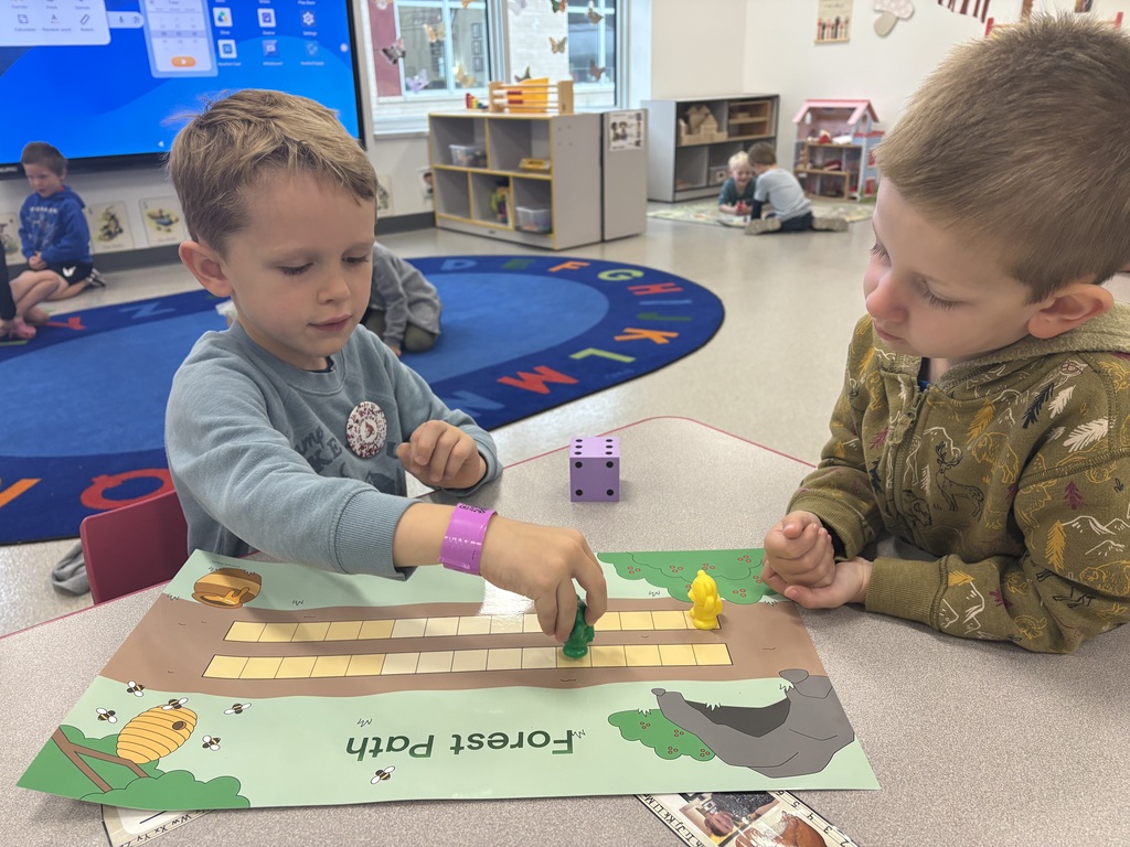 Mrs. Ziebell’s class had fun practicing their counting skills while playing board games with a partner!