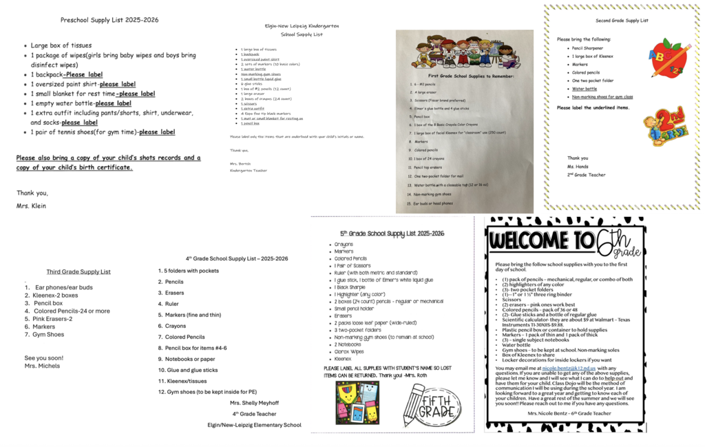 Supply Lists