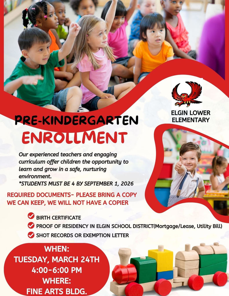 Elgin Elementary PreK Enrollment Flyer
