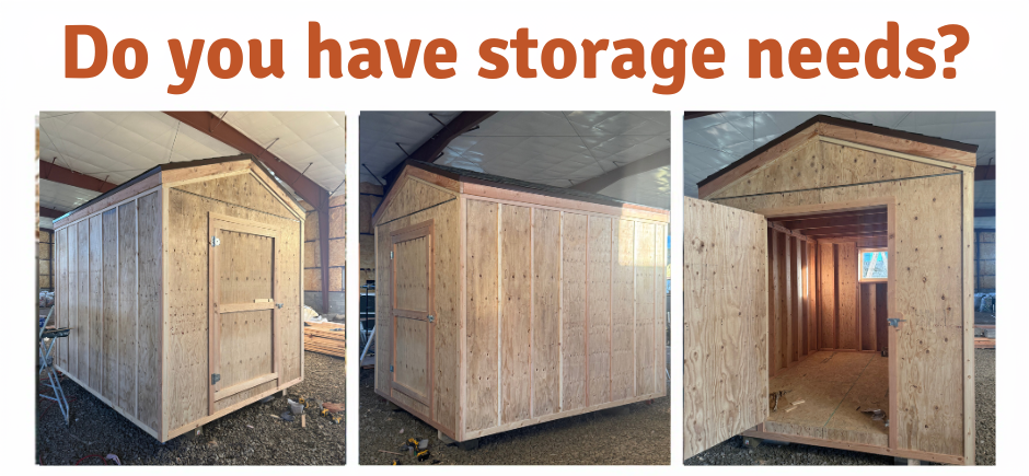 construction class storage shed advertisement