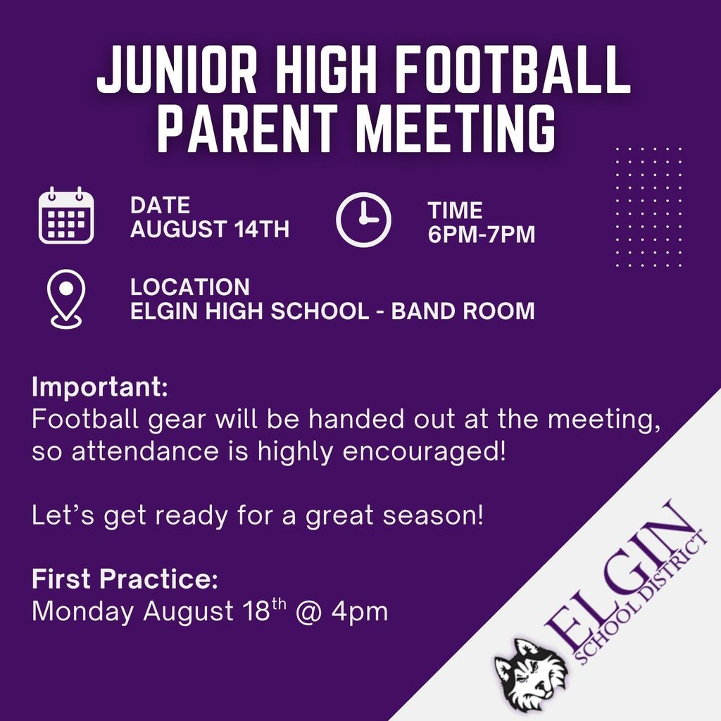 junior high parent football meeting flyer